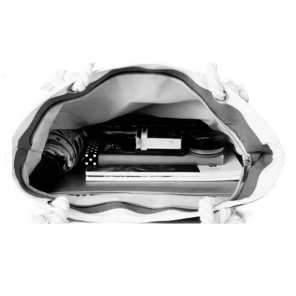 LARGE PINK & WHITE CANVAS BEACH OR POOL BAG OR SHOPPER- PERFECT TOTE- NE… - Picture 4 of 6